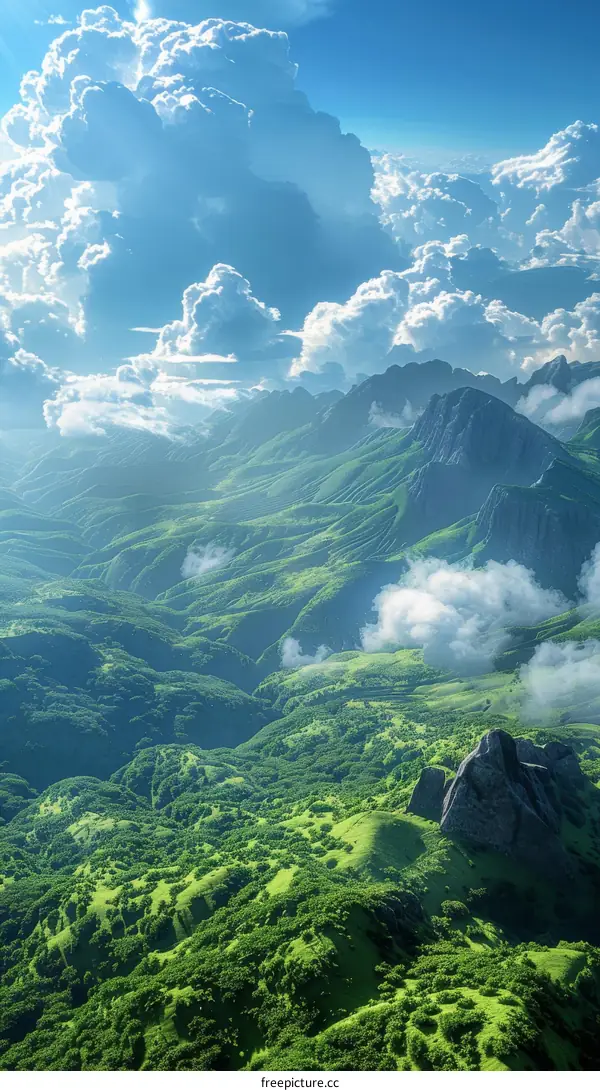 Green Mountain Range and Blue Sky