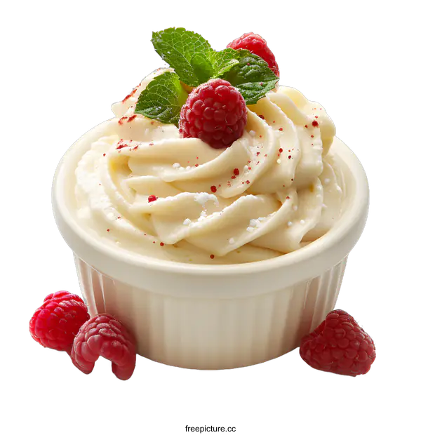 [Transparent Background PNG]Delicious dessert with raspberries