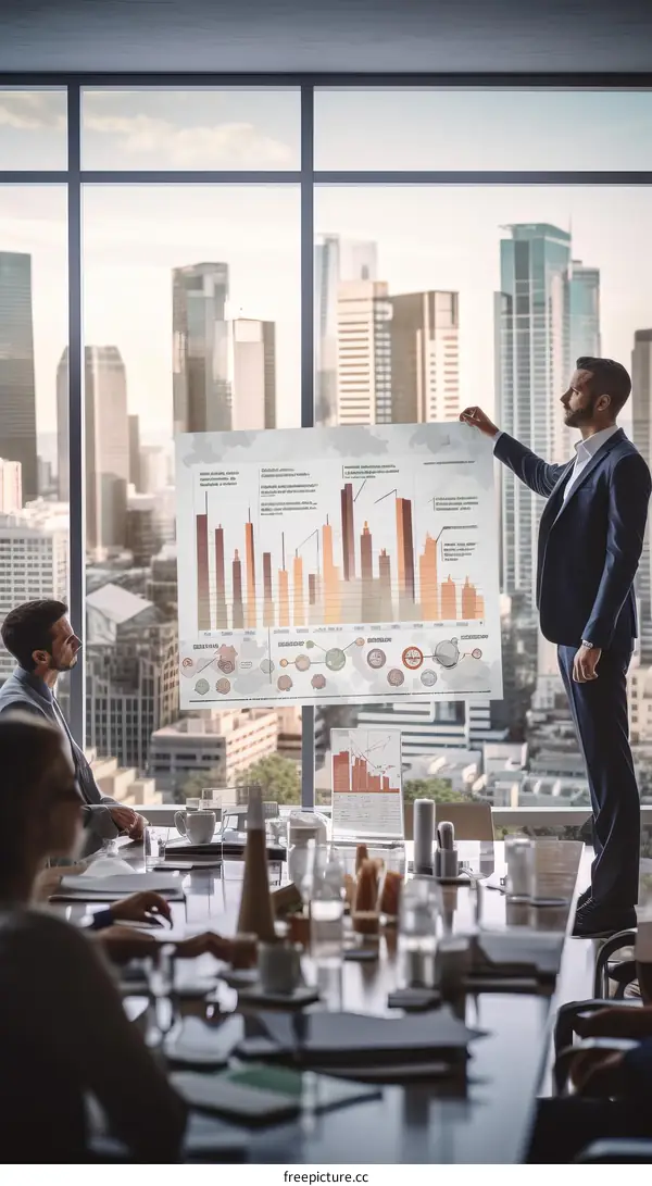 Businessman giving presentation in a modern office