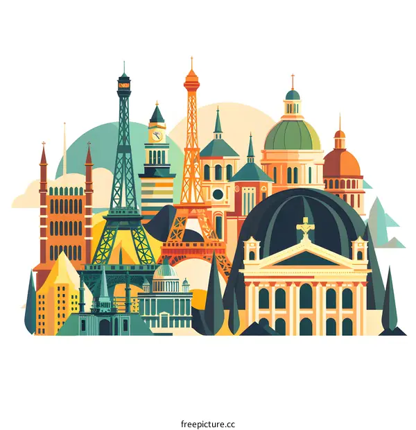 Famous Landmarks Around the World Illustration
