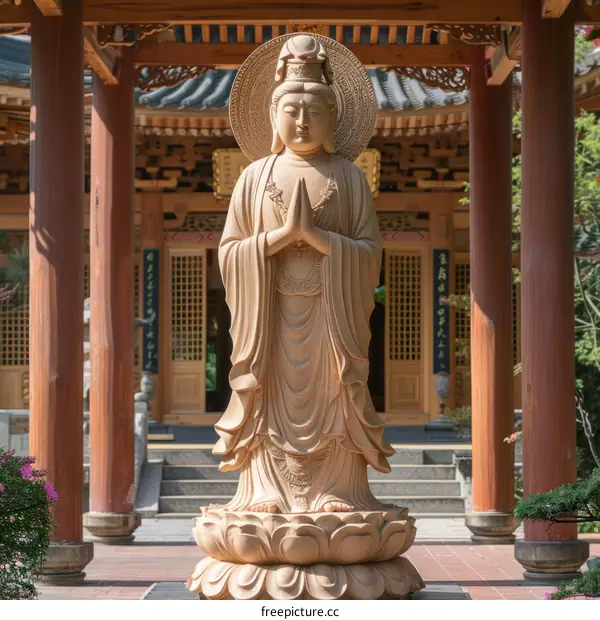 Buddhist Guanyin Bodhisattva statue in the Chinese style