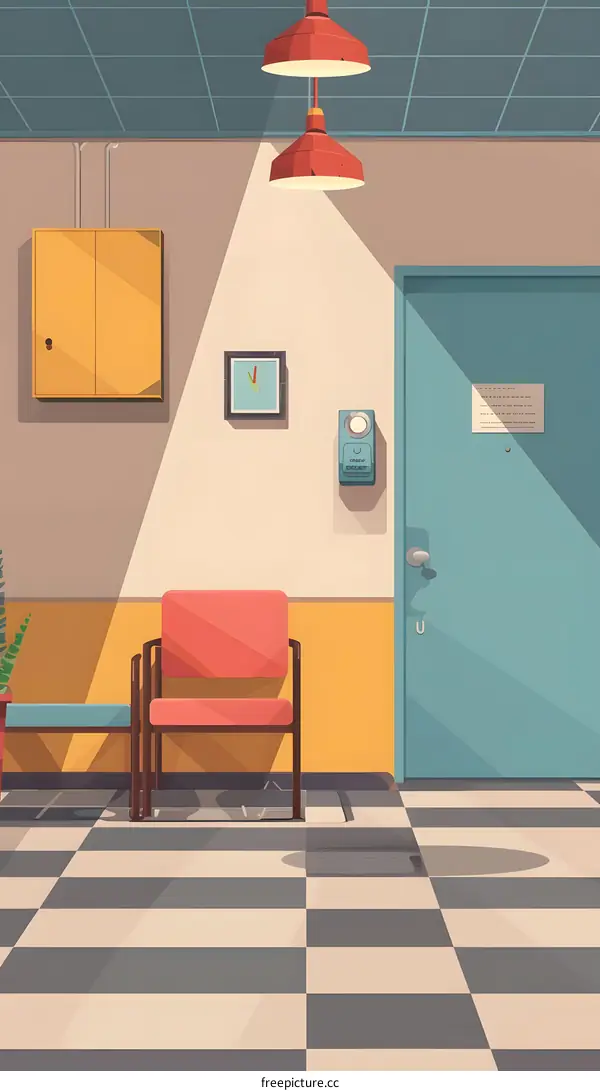 Cartoon Illustration of an Office Lobby Interior Design