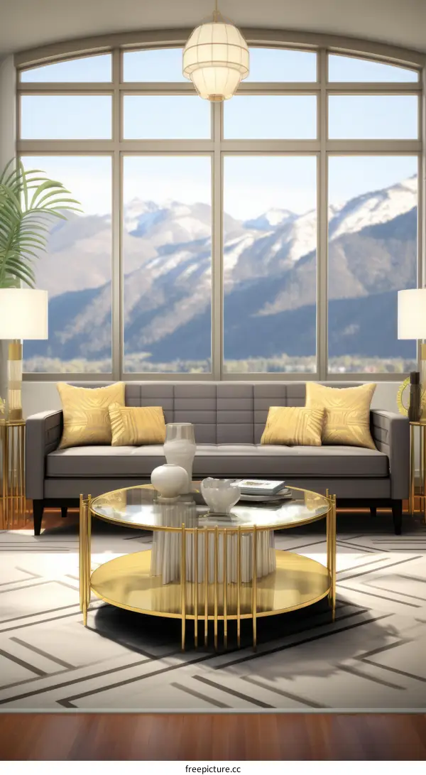 Modern Living Room with Mountain Views