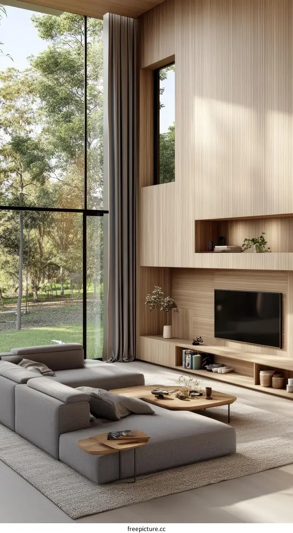 Modern Living Room with Large Windows