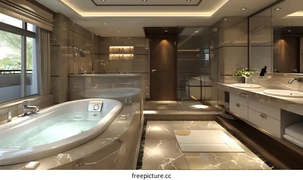 Modern Bathroom Design with Luxury Bathtub