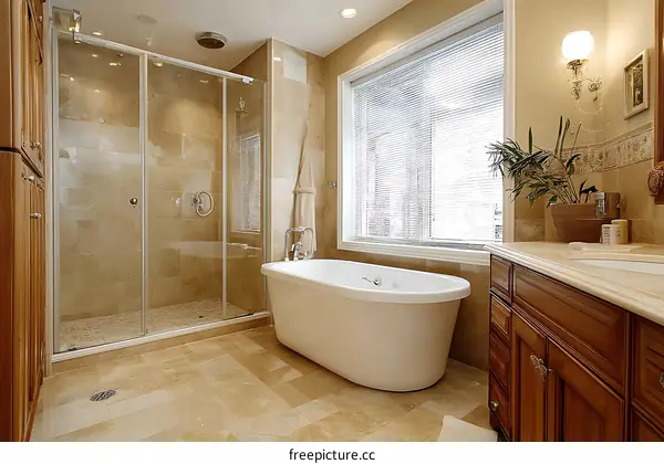 Modern Bathroom with Walk-in Shower and Tub