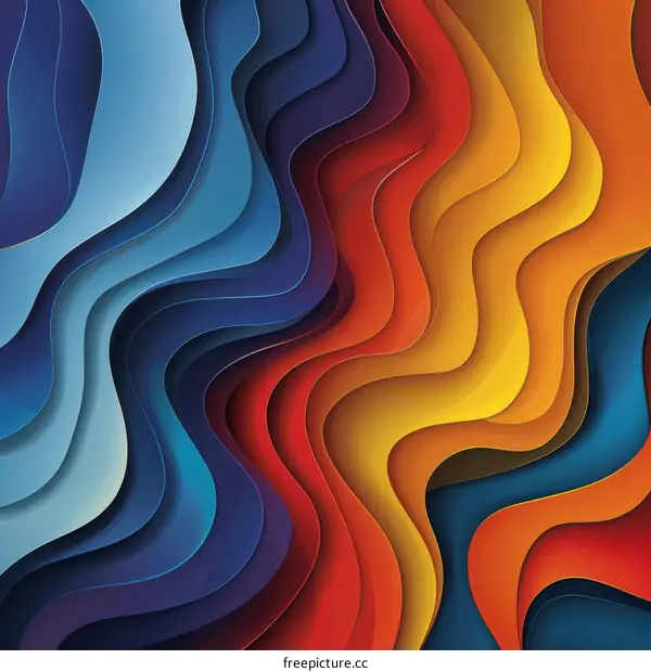 Abstract Colorful Papercut Wave Design