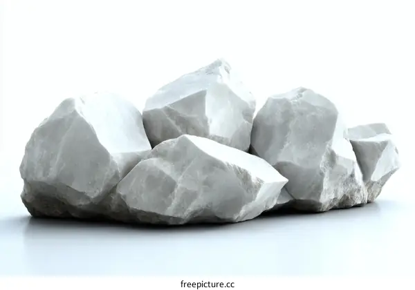 Stack of Gray Stones on White Background