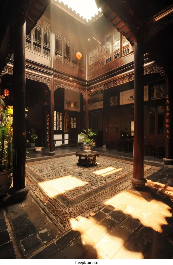 Courtyard of a traditional chinese courtyard house