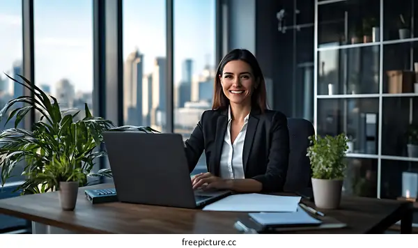 Successful Business Woman Working at Modern Office