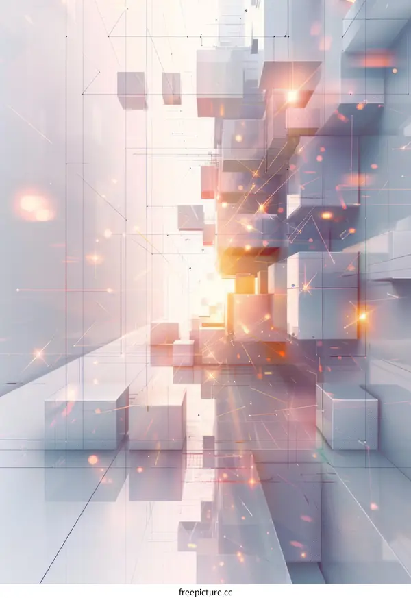Glowing Cubes and Particles: Abstract 3D Rendering
