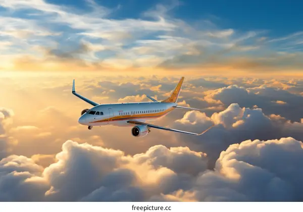 A new regional jet aircraft flies in the sky