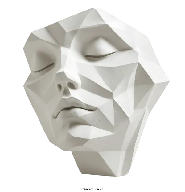 [Transparent Background PNG]Geometric Abstract Face Sculpture Art