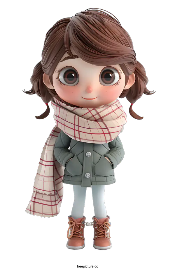 [Transparent Background PNG]Cute Cartoon Girl Wearing Winter Clothes
