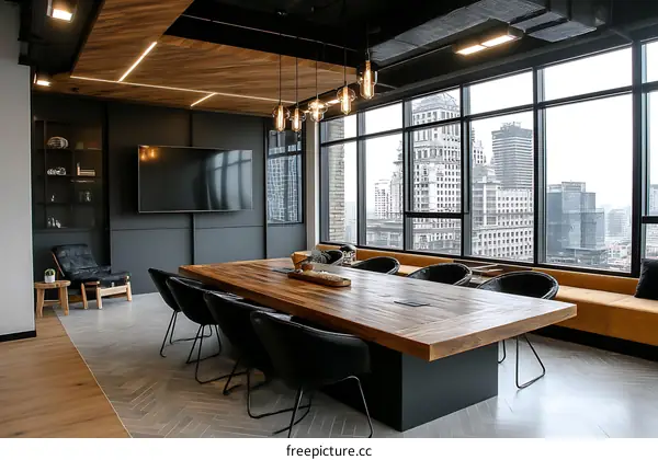 Modern Office Conference Room with City View