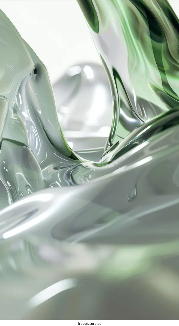 3D rendering of a green and white abstract shape