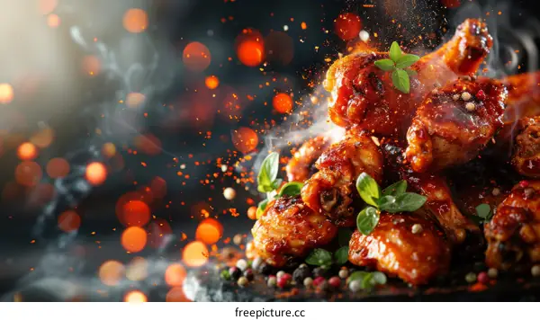 A plate of delicious looking buffalo chicken wings with a side of ranch dressing