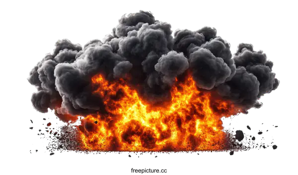 [Transparent Background PNG]Explosion Fire and Smoke Image Illustration