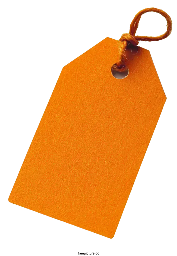 [Transparent Background PNG]Orange Tag Label Closeup on White Background
