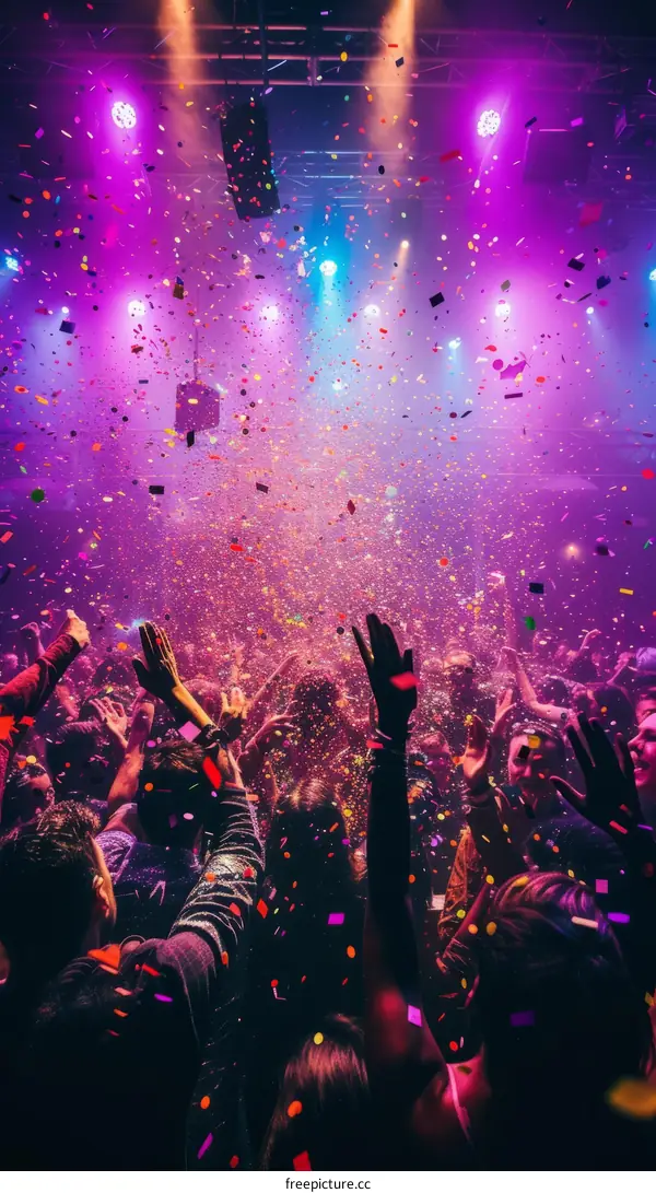 Nightclub Crowd Raising Their Hands in Excitement
