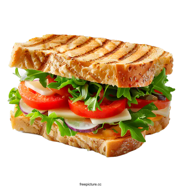 [Transparent Background PNG]Sandwich with cheese, tomato and lettuce