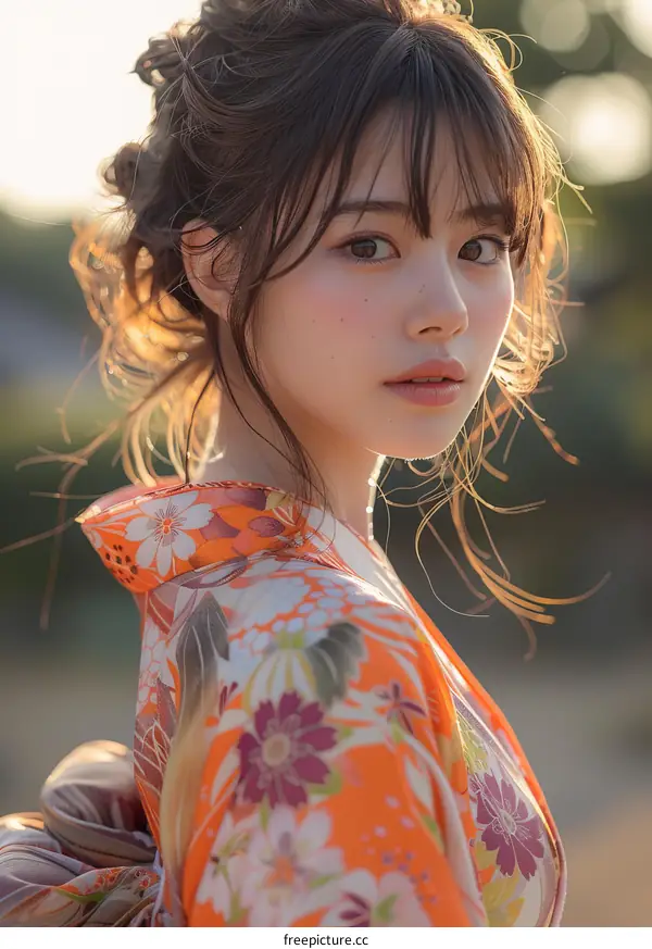 Japanese Woman in Traditional Kimono