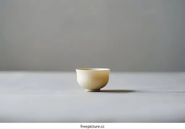 White Ceramic Tea Cup On Grey Surface