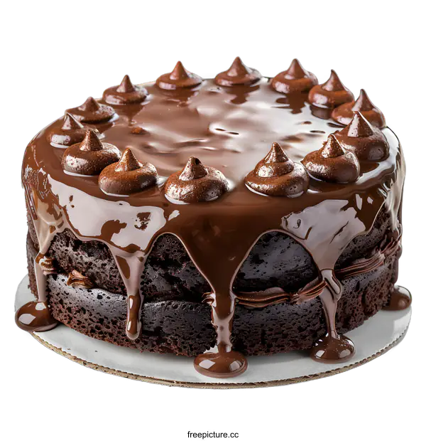 [Transparent Background PNG]A chocolate cake with chocolate frosting on a white background