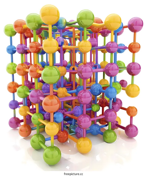 Abstract Colorful 3D Structure with Balls and Sticks