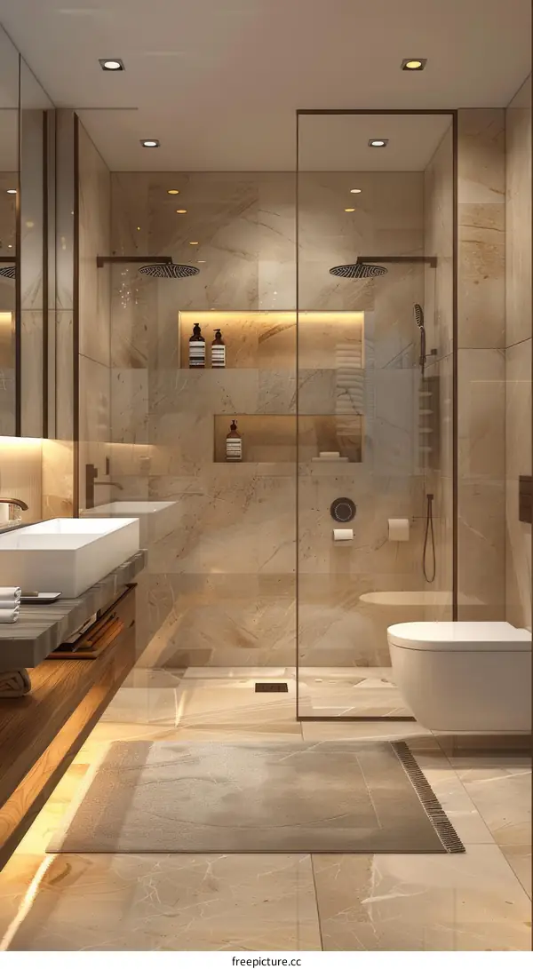 Modern Luxury Bathroom Design with Glass Shower