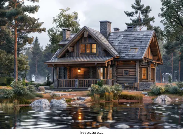Tranquil Wooden Cottage by the Lake