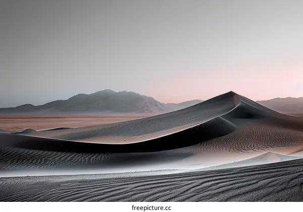 Sand Dunes Landscape With Mountains In The Background