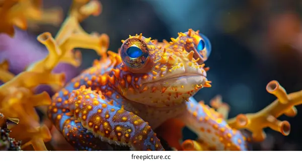 Underwater Frogfish With Vividly Colored Stripes