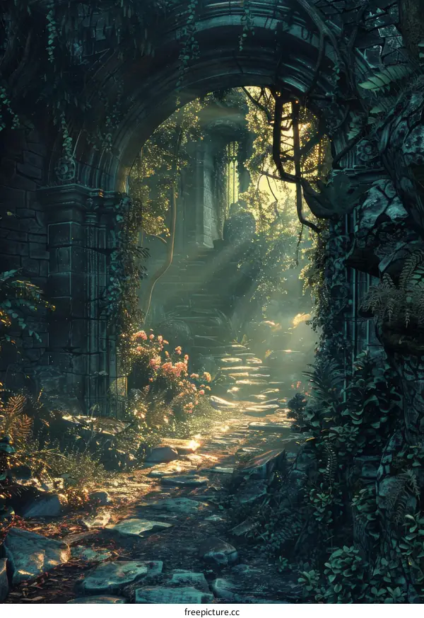 Mystical Ruins Hidden in a Dense Forest