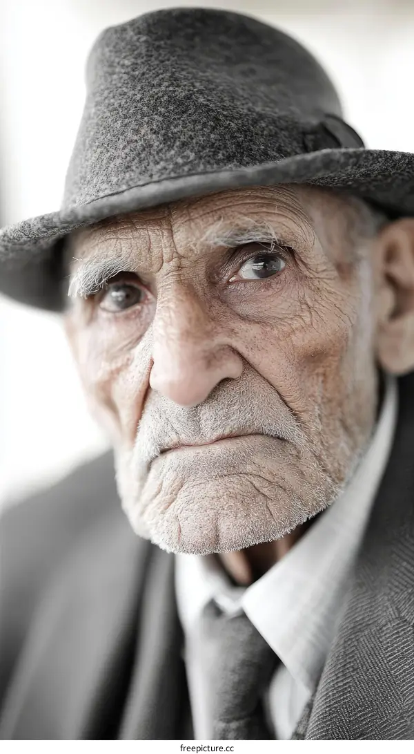 Close-up Portrait of an Elderly Caucasian Man