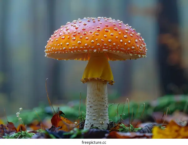 Red Amanita Muscaria Mushroom with White Spots