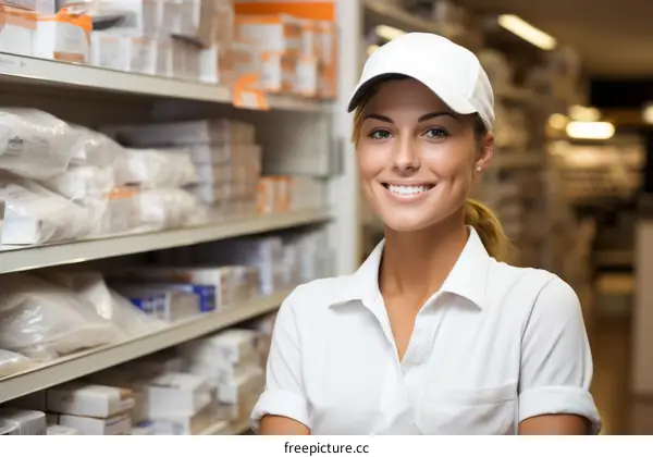 Portrait of a smiling female worker in a warehouse