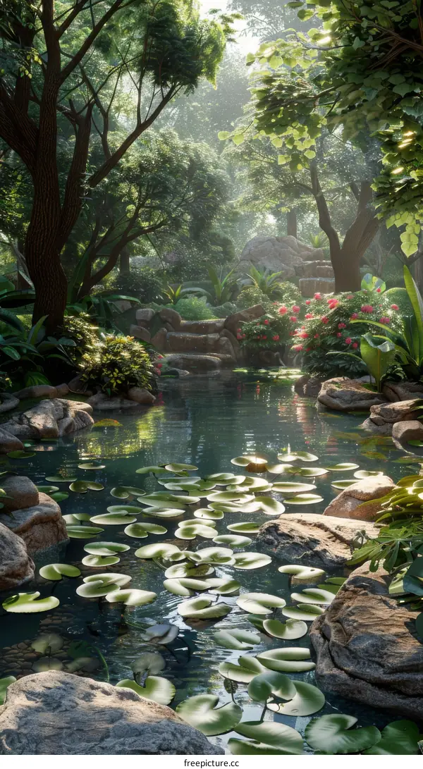 Lush Forest and Tranquil Pond