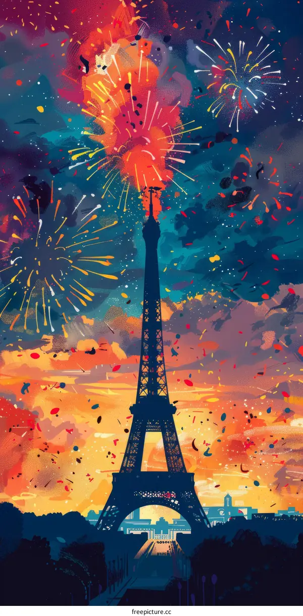 Celebrating in the City of Lights: Fireworks Over the Eiffel Tower