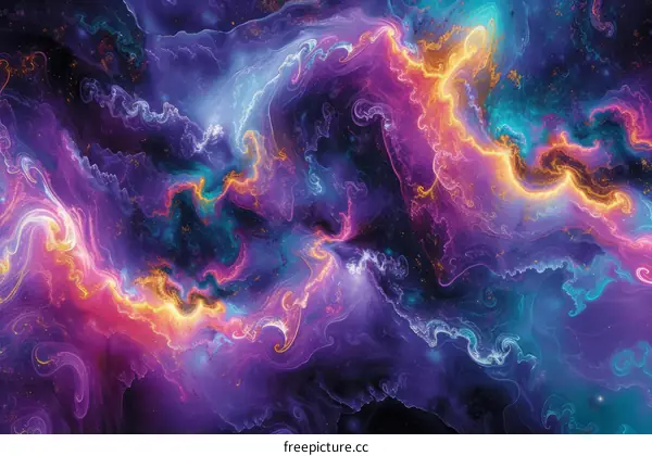 Colorful abstract background. Glowing magic smoke. Fractal art.