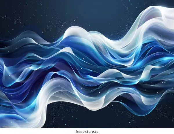 Blue and White Abstract Ribbon Waves