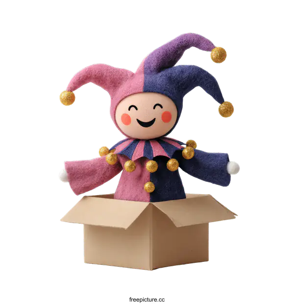 [Transparent Background PNG]Funny Jester in a Cardboard Box