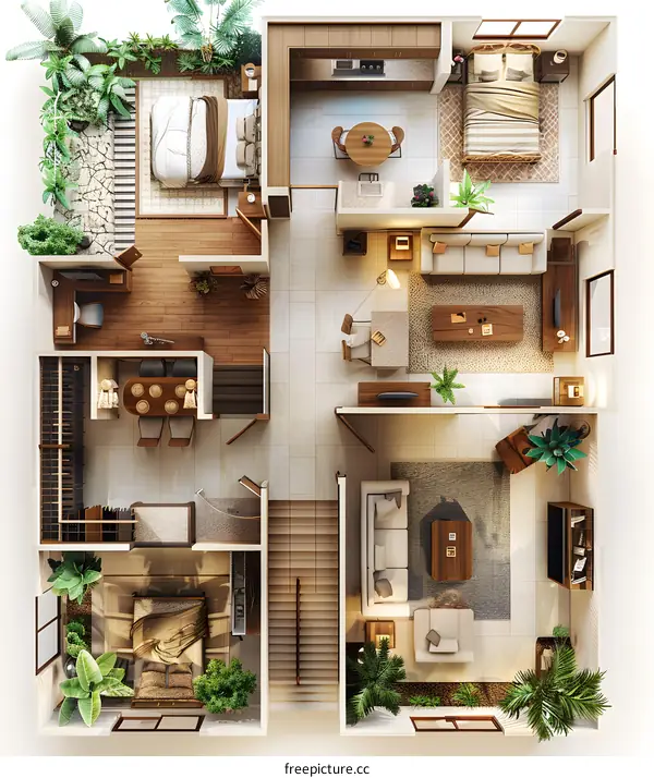 3D Isometric Apartment Interior Design