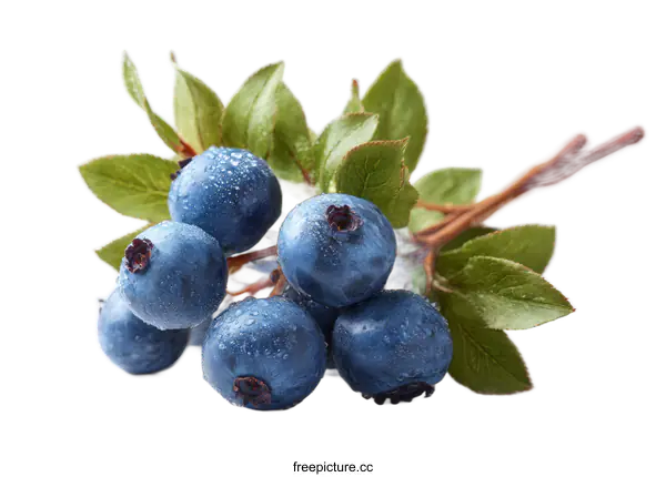 [Transparent Background PNG]Fresh Blueberries with Dew Drops