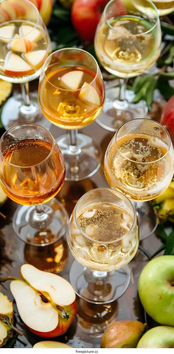 Apple Cider and Sliced Apples