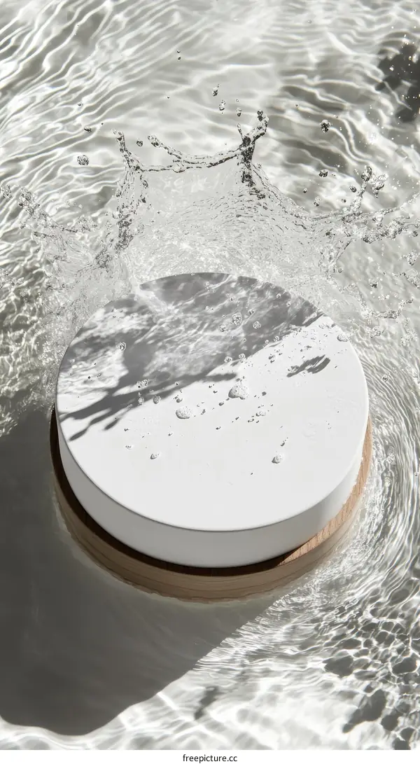 White Round Display Stand with Water Splash