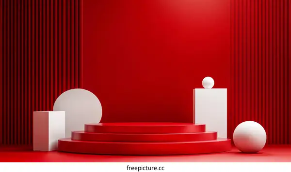 Red and White Geometric Product Display