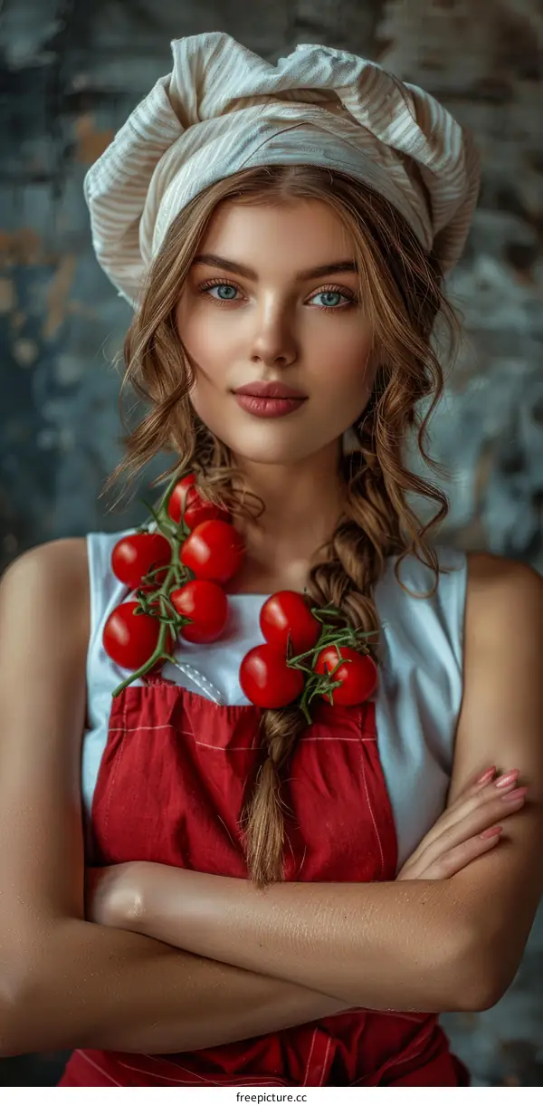 Portrait of a Caucasian Woman Holding Cherry Tomatoes
