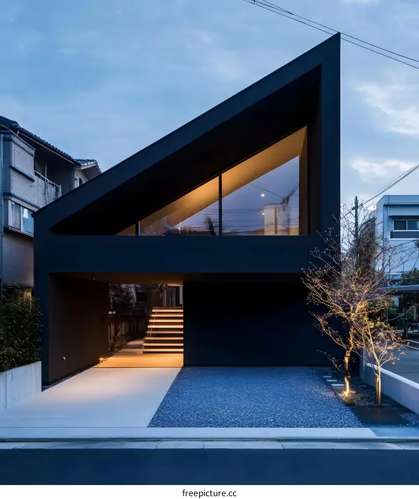 Modern Black Triangular House Exterior Design