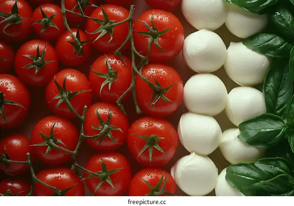 Tricolor of Basil, Mozzarella and Tomato